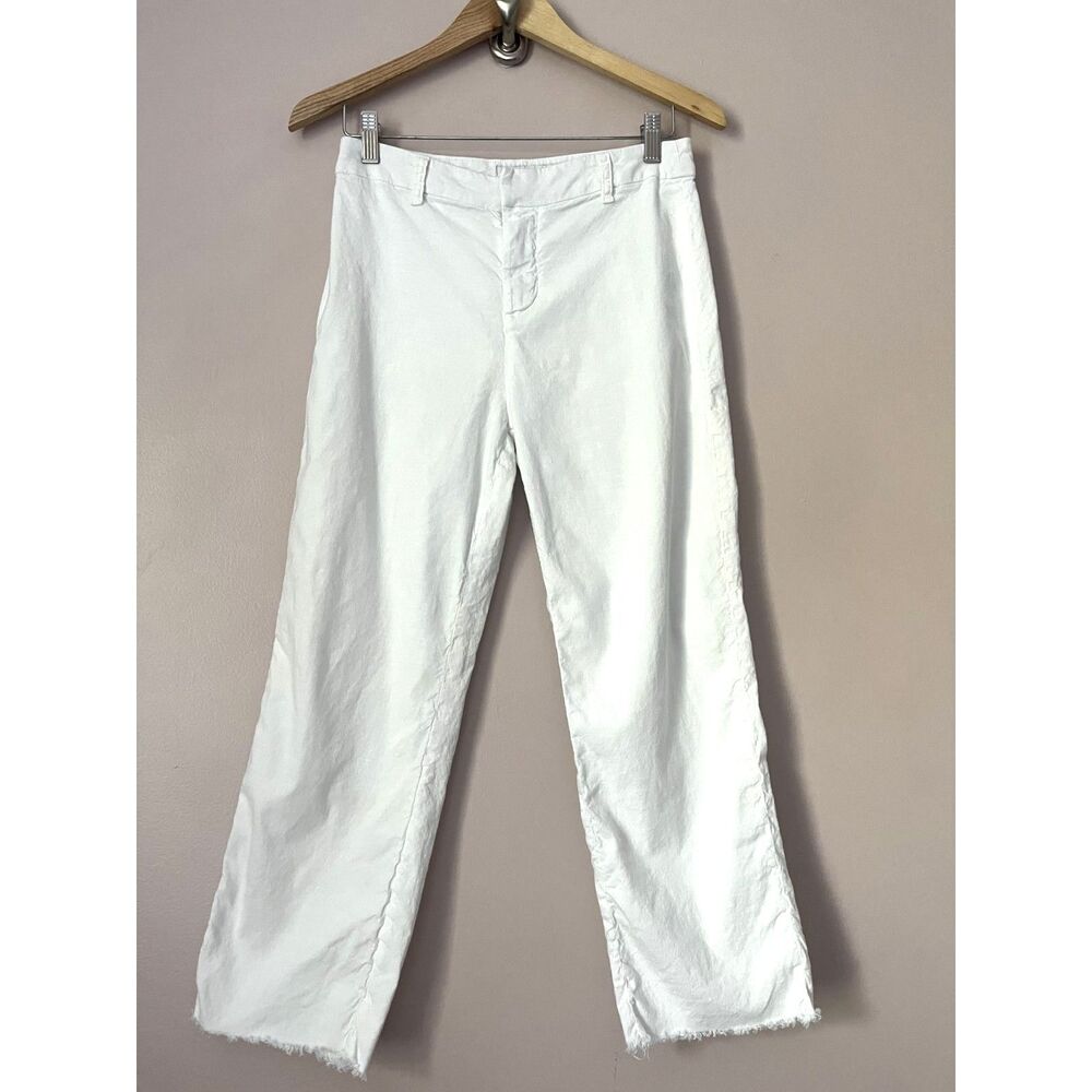 Frank & Eileen Kinsale Fray Hem Crop Pant Trousers 4 White Coastal Preppy Boat